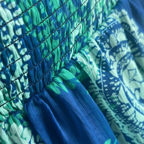 Old Navy Blue Green Paisley Strapless Maxi Dress Size M - Picture 9 of 11